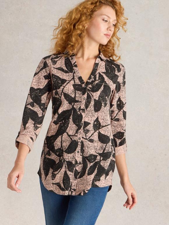 ANNIE COLLARED LONGLINE SHIRT