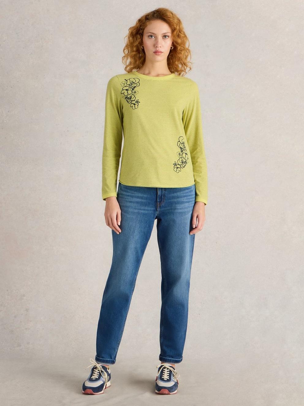 CLARA LONG SLEEVE EMBROIDERED TEE