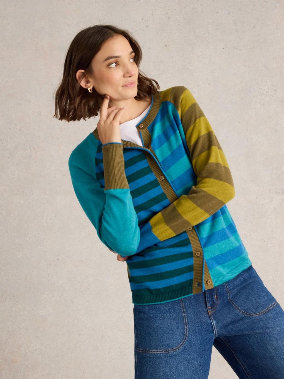 LULU STRIPED CREW NECK CARDI