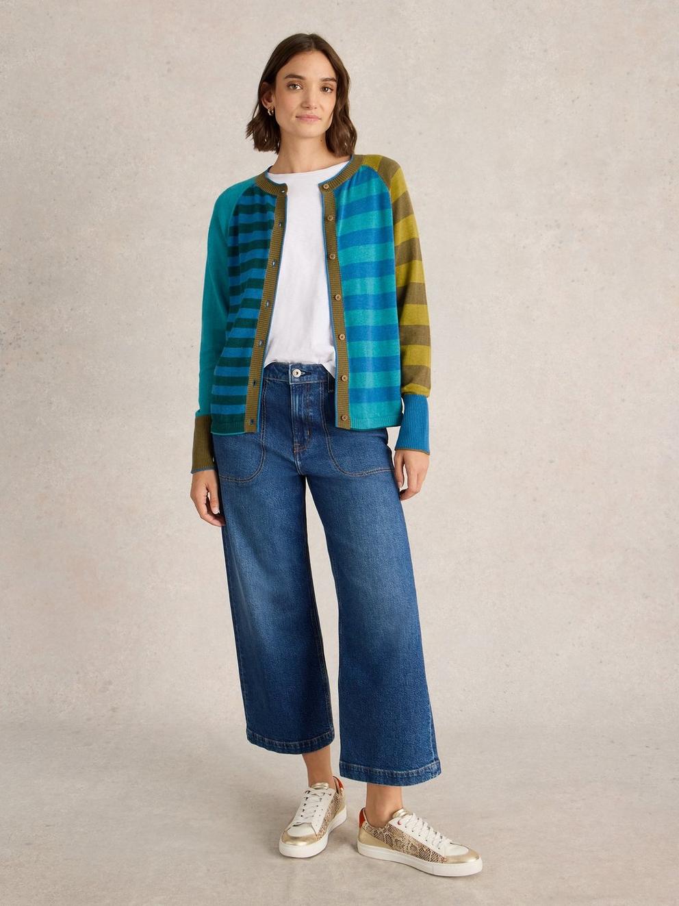 LULU STRIPED CREW NECK CARDI