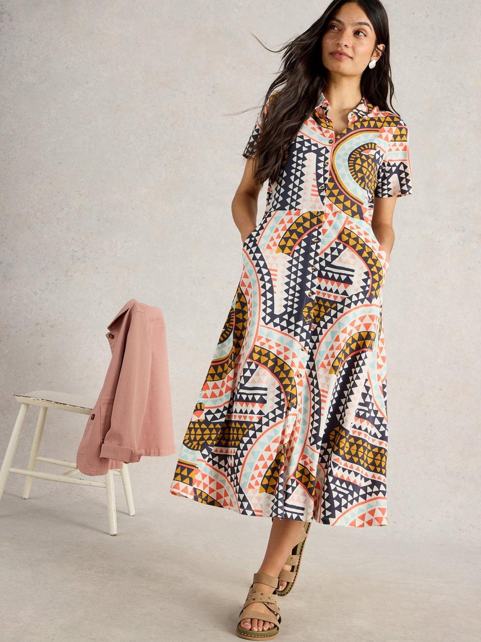 Rua Jersey Shirt Dress Midi