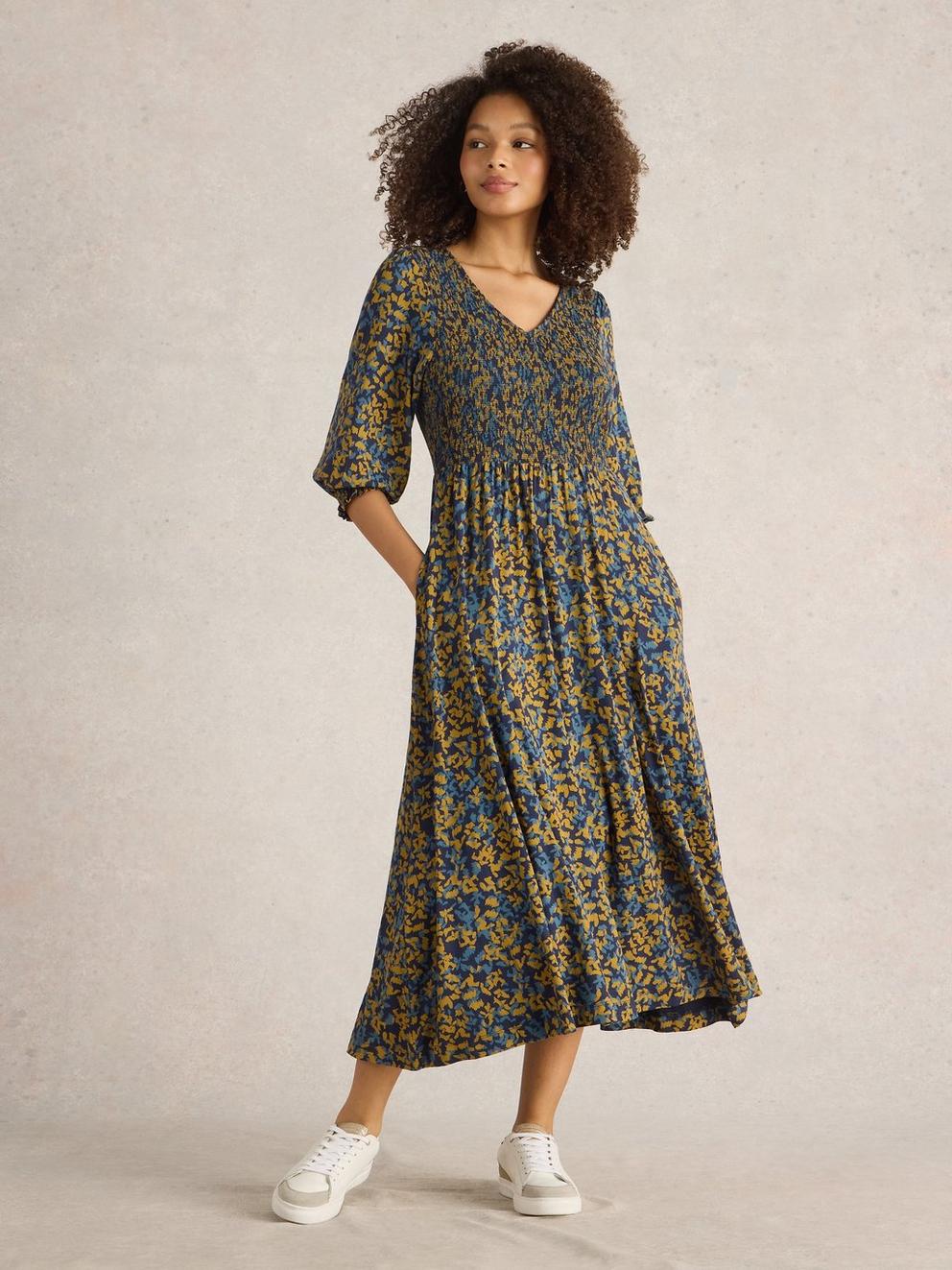 Emily Shirred Jersey Midi Dress