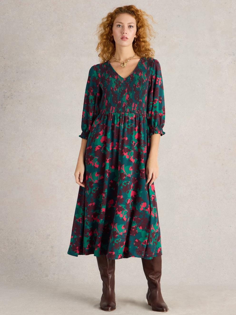 Emily Shirred Jersey Midi Dress