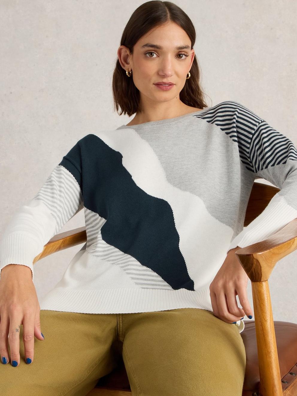 OLIVE ABSTRACT JUMPER