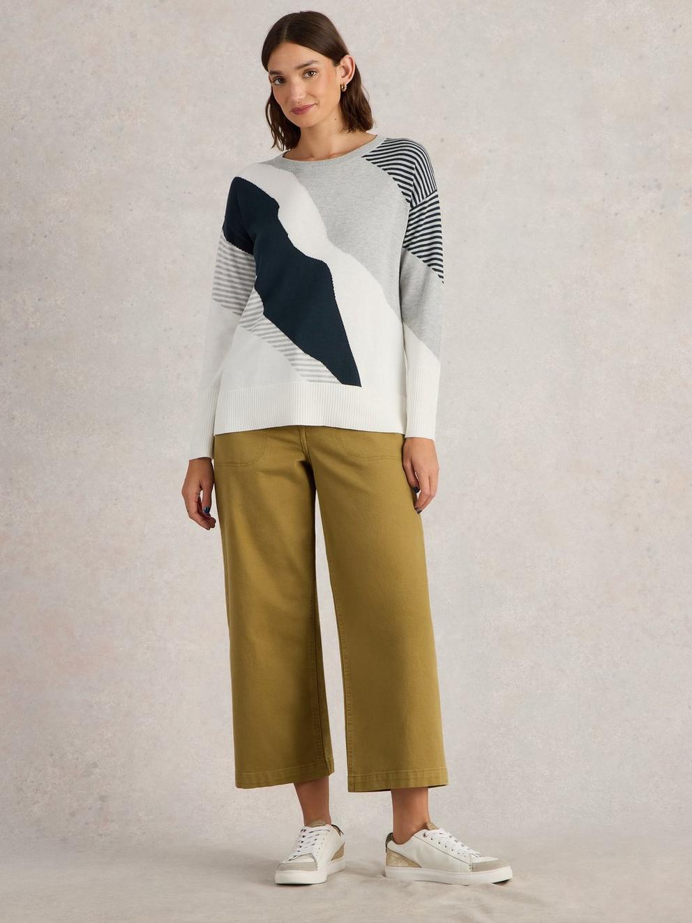 OLIVE ABSTRACT JUMPER