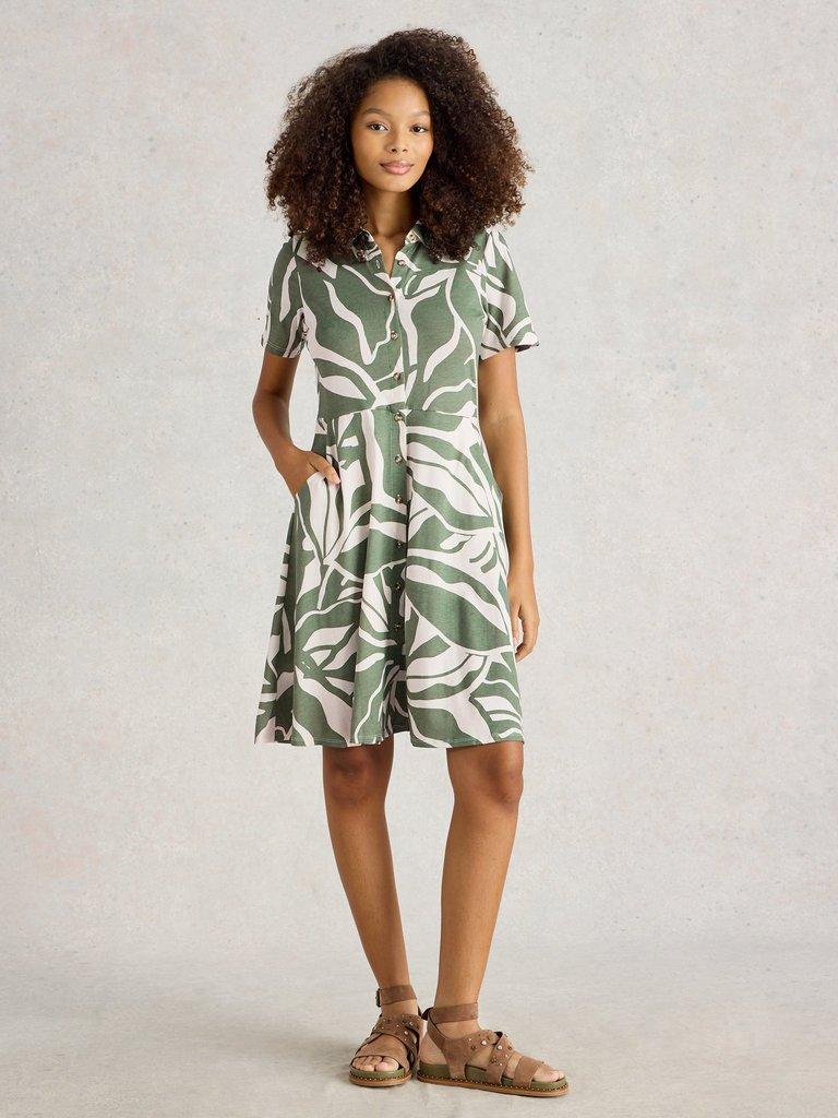 Rua Jersey Midi Shirt Dress in BLACK PRINT