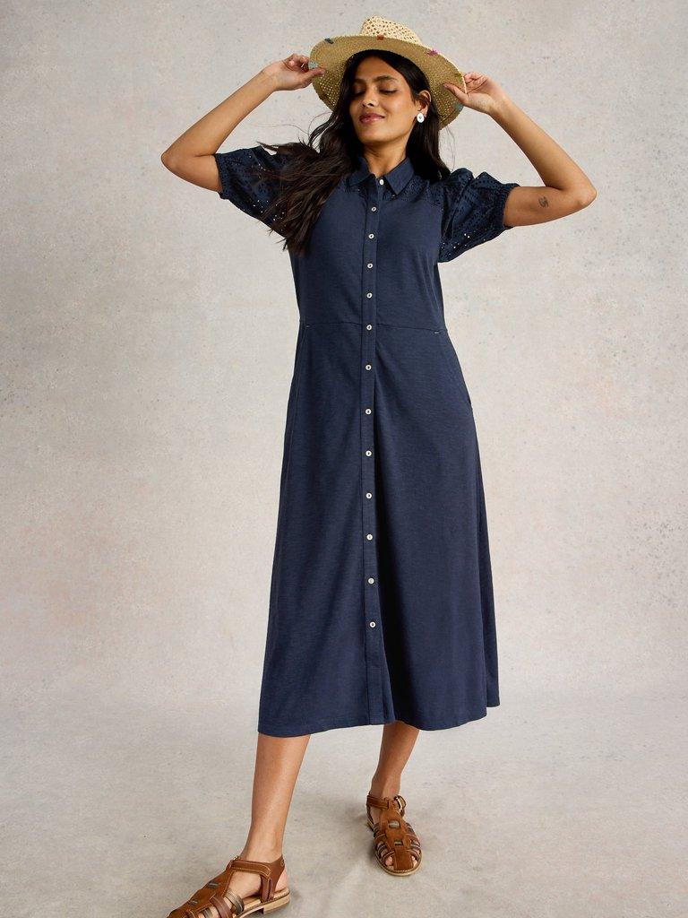 Rua Jersey Shirt Midi Dress in TEAL PRINT | White Stuff