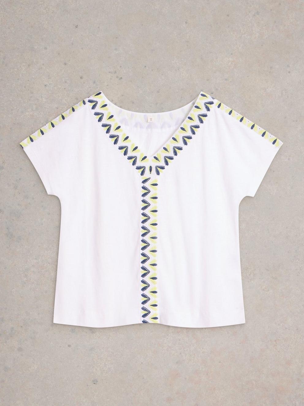 NEVA EMBROIDERED V NECK TOP