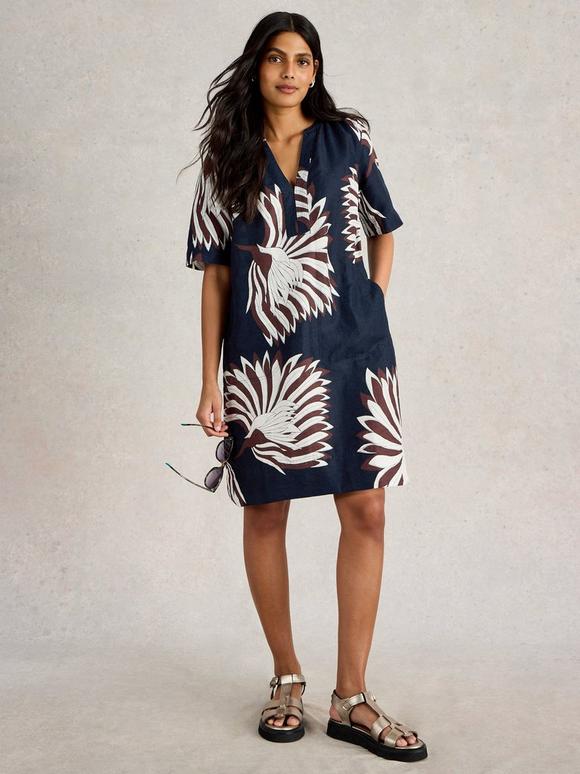 June Short Sleeve Linen Dress