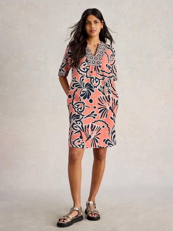 Ash Linen Notch Neck Dress