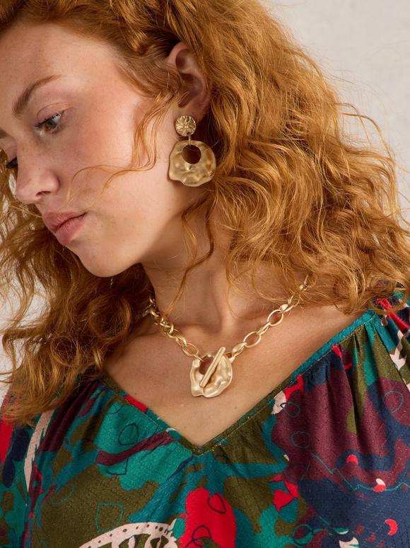 Womens Abstract Hammered Necklace
