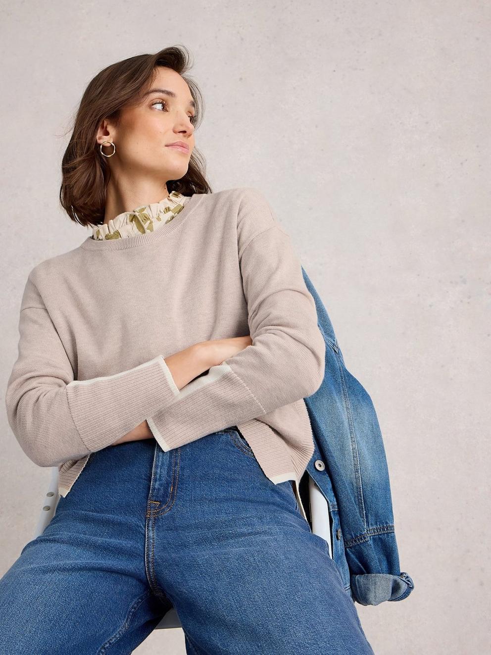OLIVE LONG SLEEVE CREW NECK JUMPER
