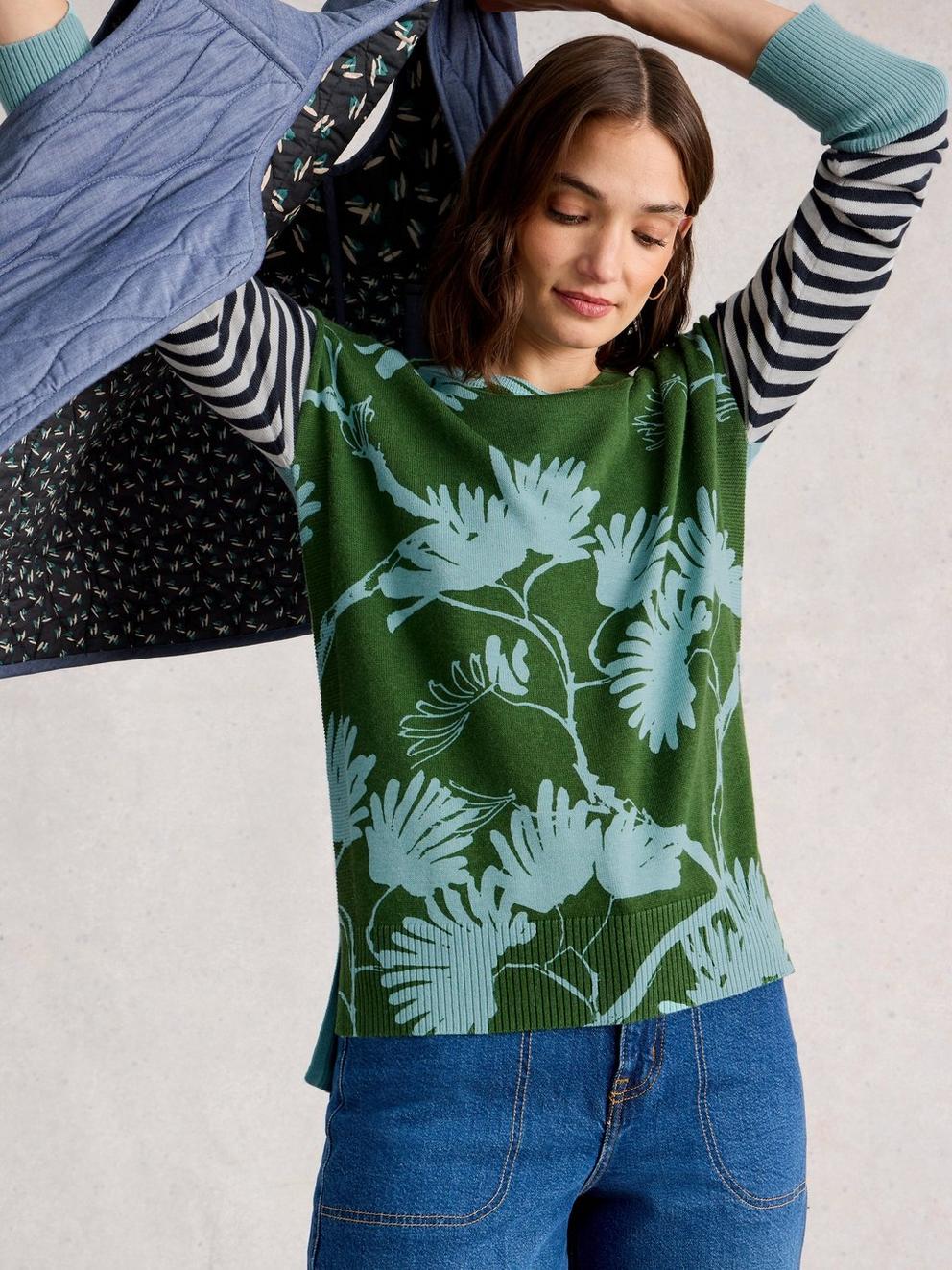 OLIVE PRINT JUMPER