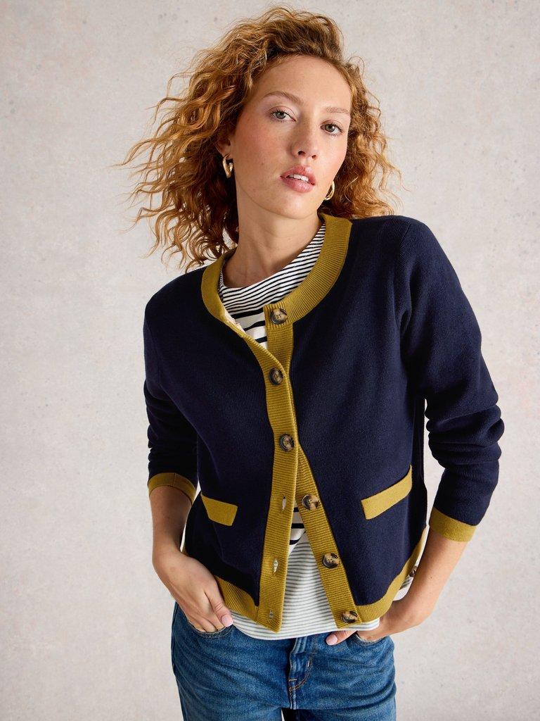 CHARLOTTE CREW NECK CARDI in NAVY MULTI | White Stuff