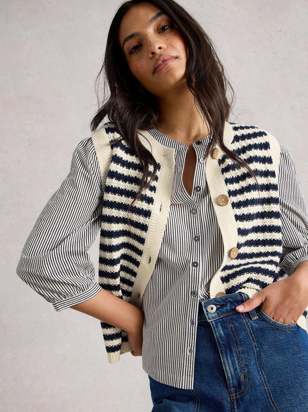 SIENNA STRIPE BUTTON TANK