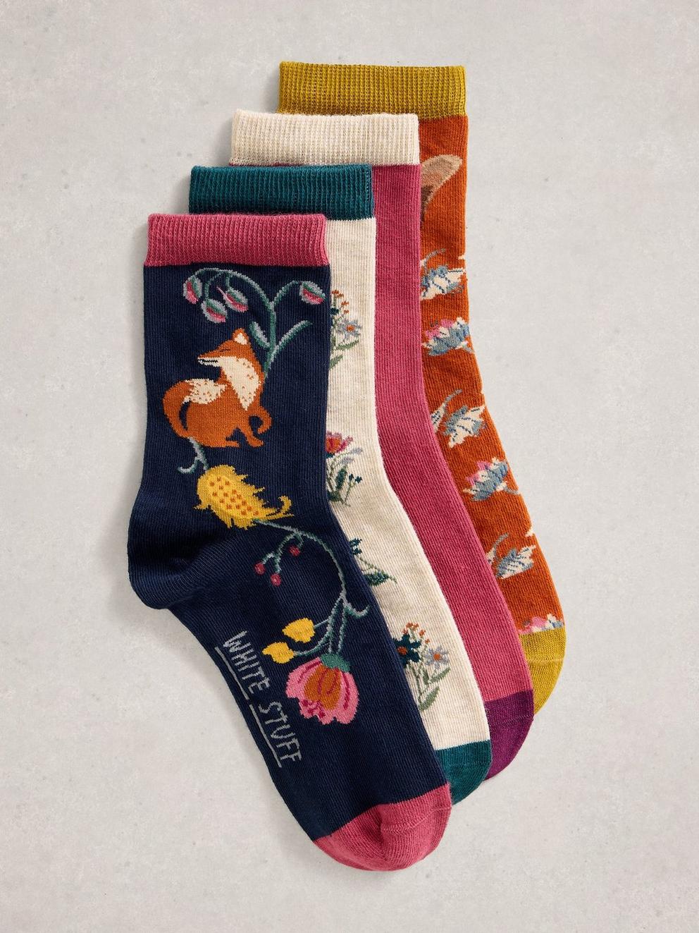 4 Pack Woodland Ankle Socks
