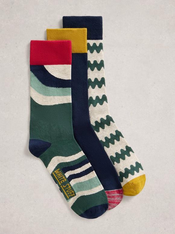 3PK Pattern Ankle Socks