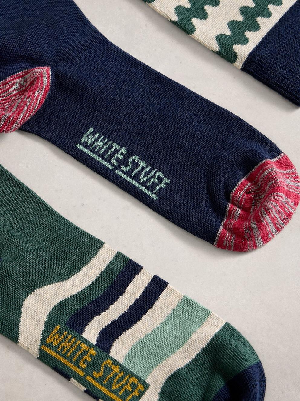 3PK Pattern Ankle Socks