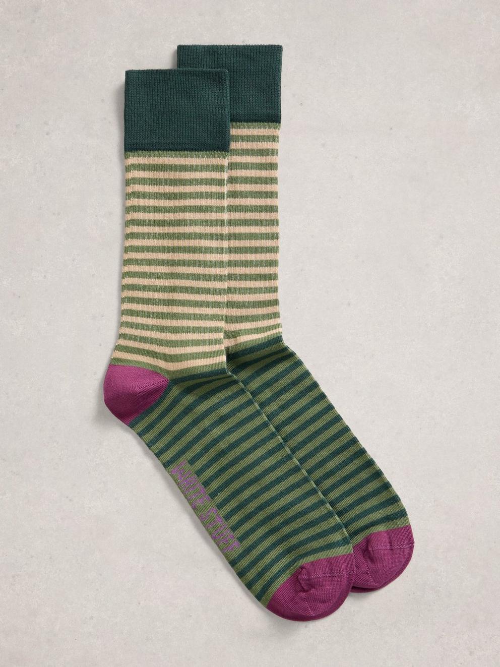 Rib Stripe Ankle Sock