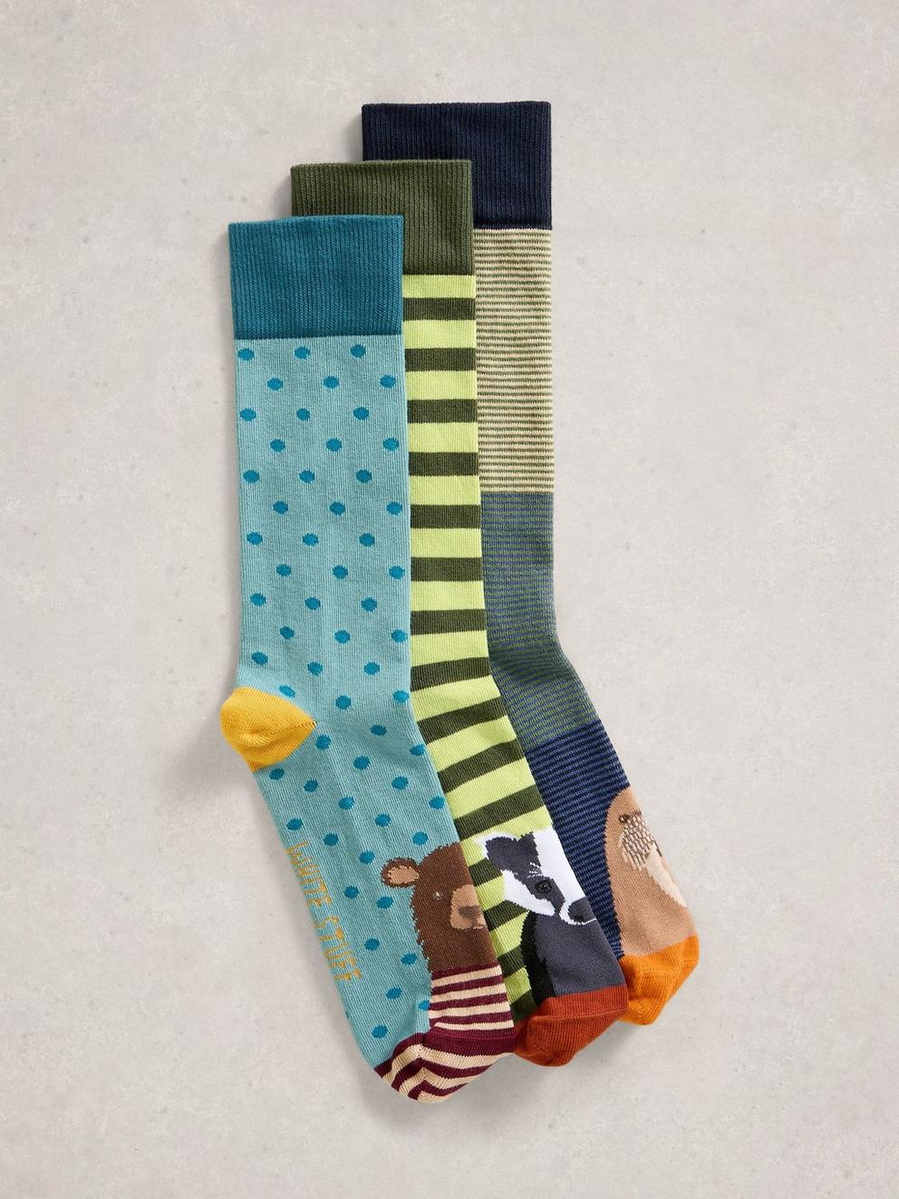 3PK Woodland Animal Socks