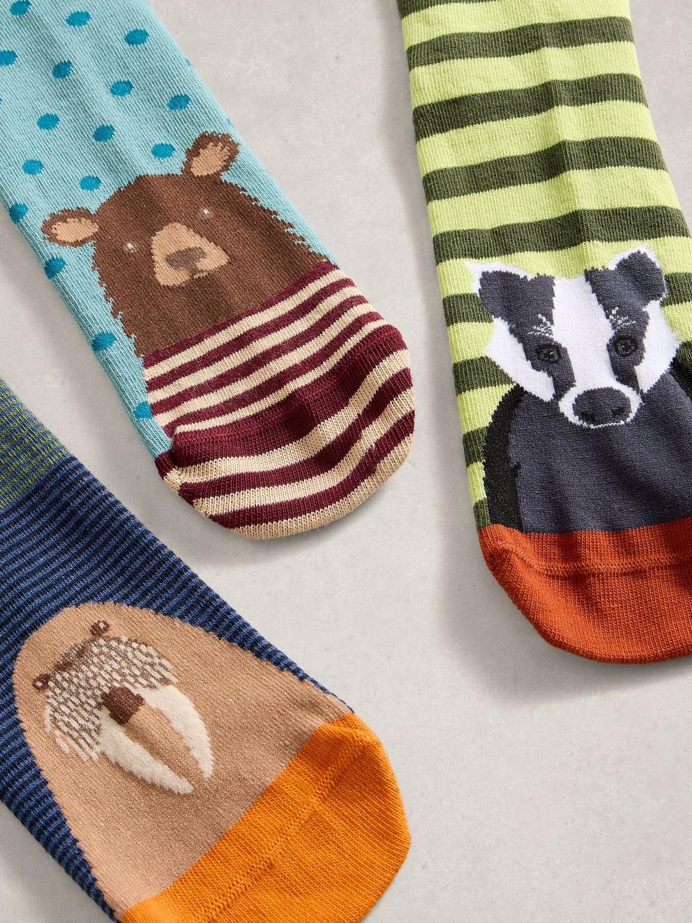 3PK Woodland Animal Socks