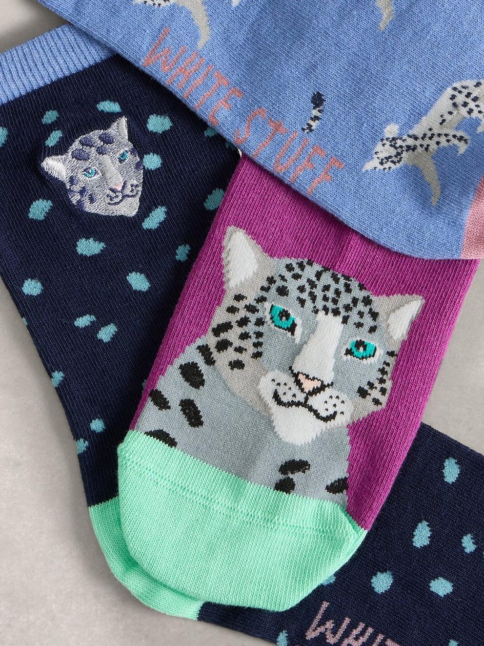3PK Cheetah Ankle Socks
