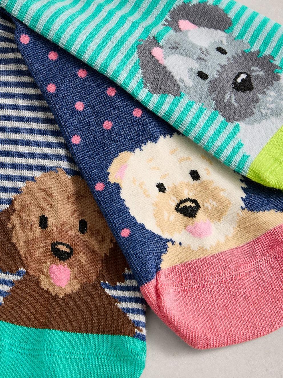 3 Pack Dog Pals Ankle Socks