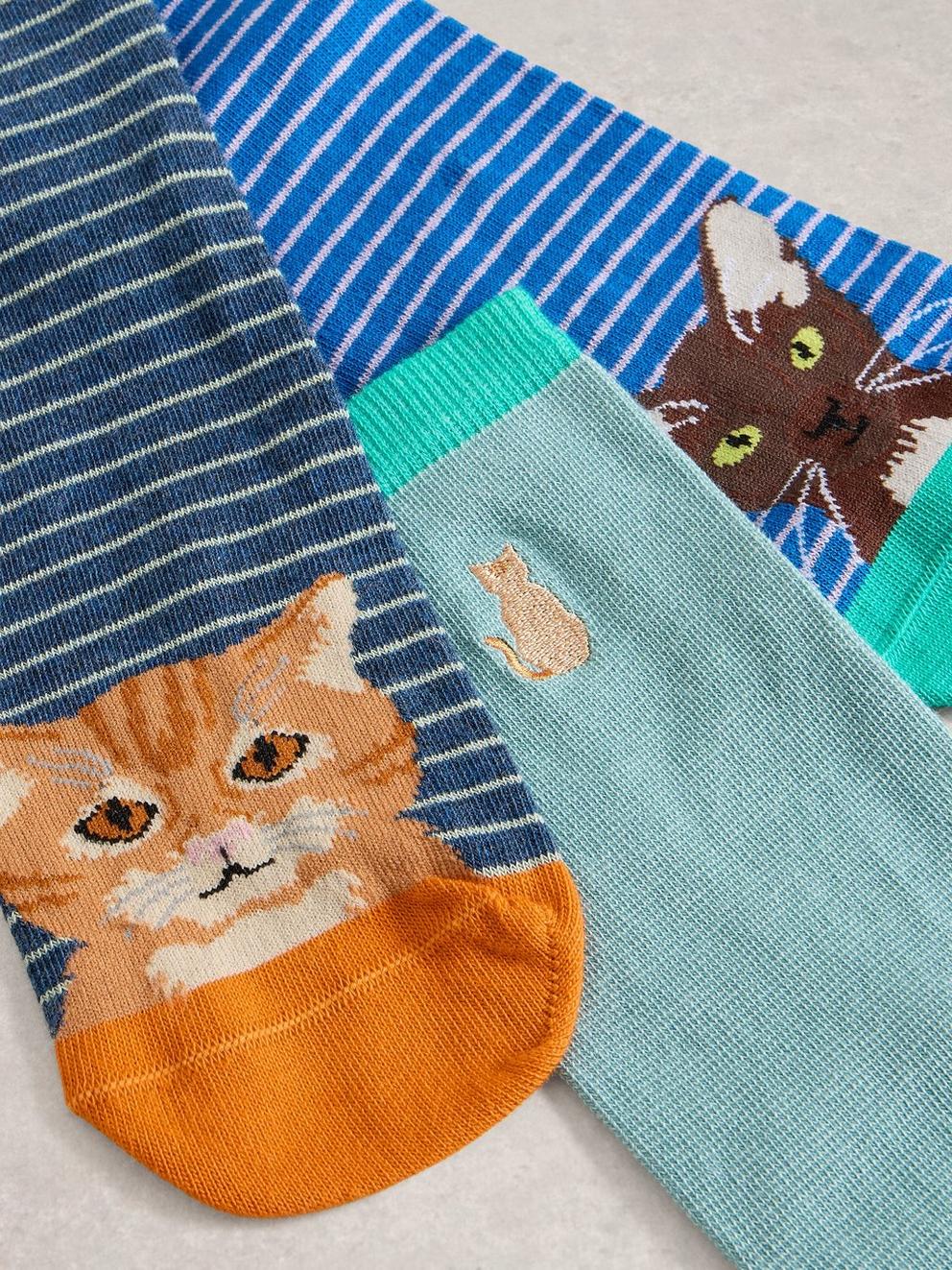 3PK Cat Pals Ankle Socks
