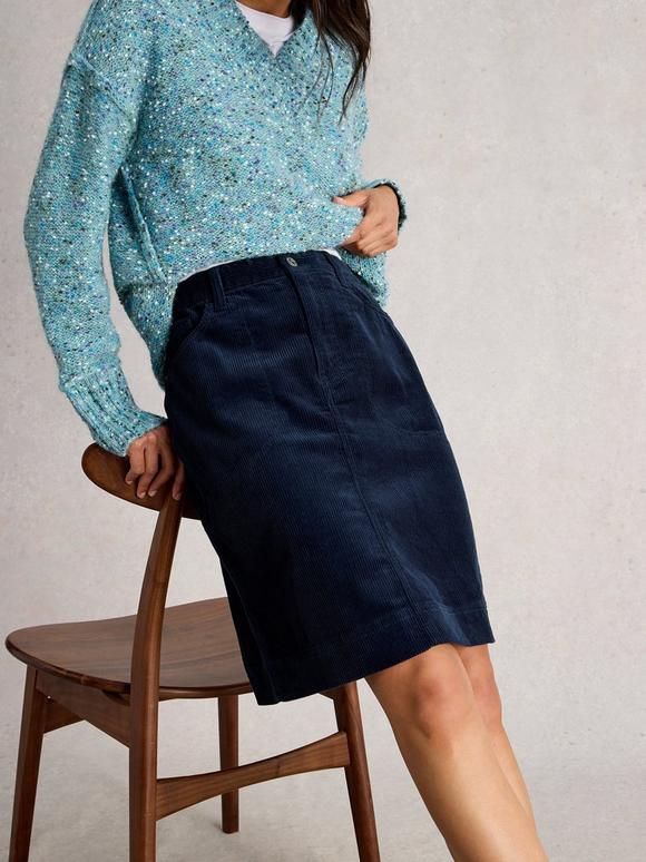 Tia Cord Knee Length Skirt