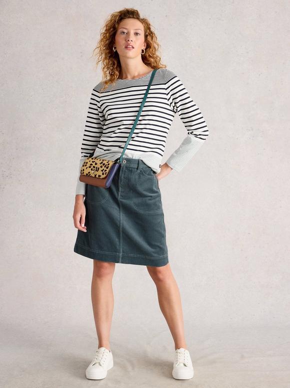 Tia Cord Knee Length Skirt