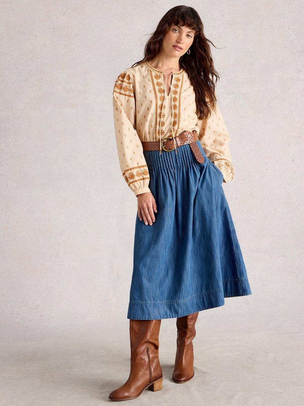 Charlotte Midi Denim Skirt