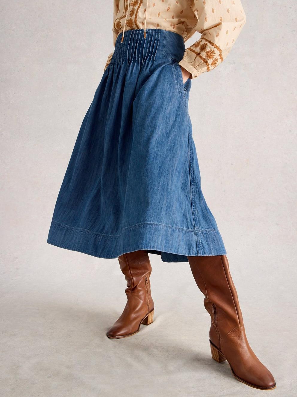Charlotte Midi Denim Skirt