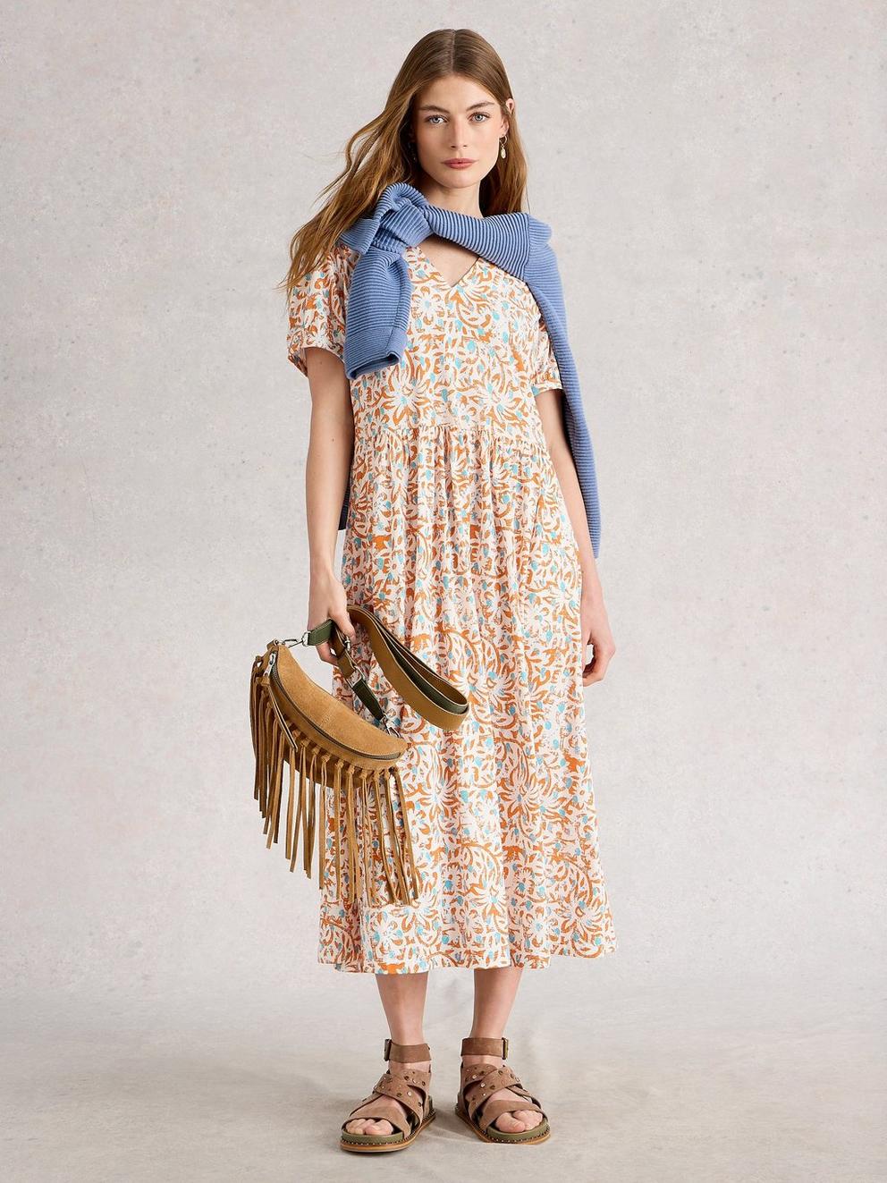 Leah Jersey Notch Neck Midi Dress