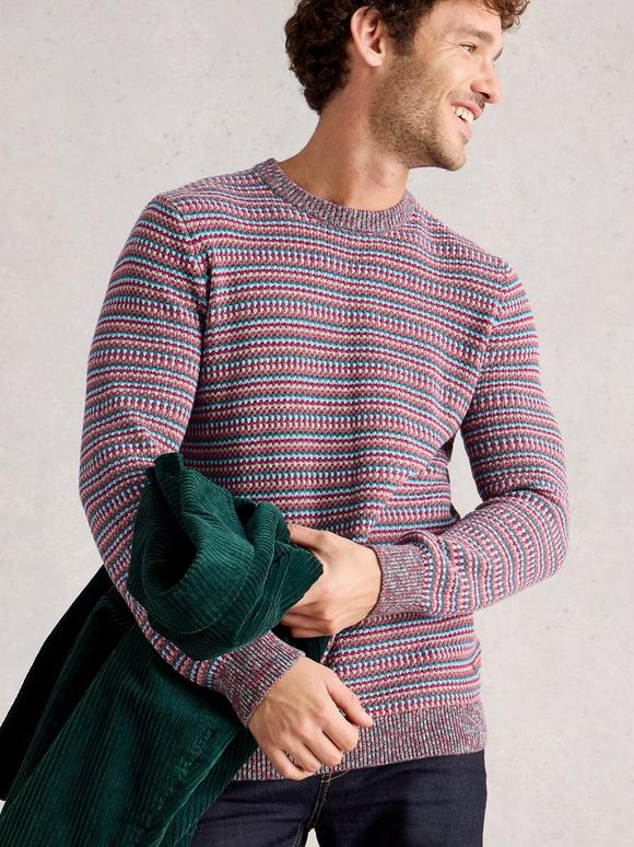 Textured Stripe Crew Neck