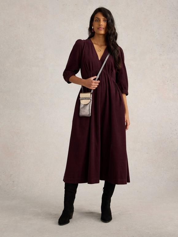 Lucy V Neck Cord Midi Dress