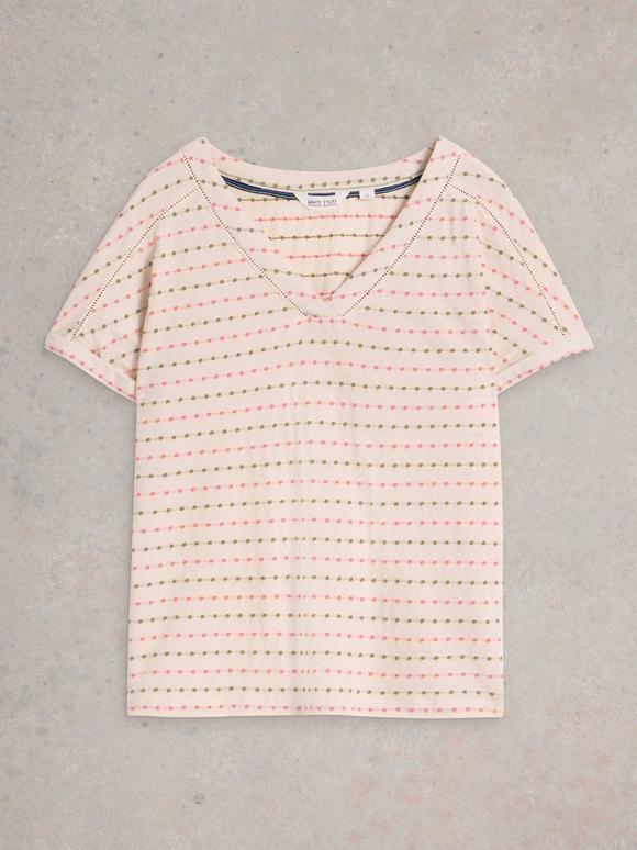 EMBROIDERED STRIPE TEE