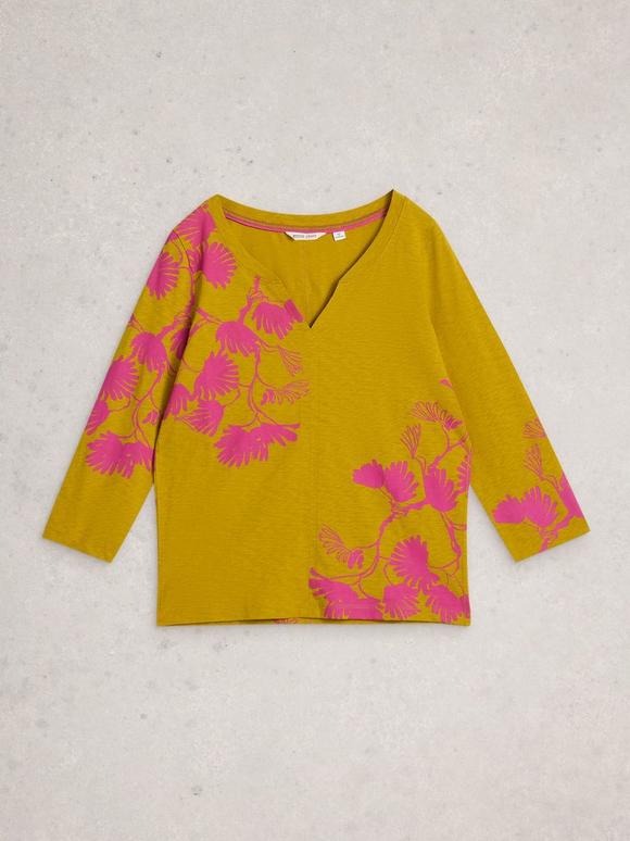 NELLY NOTCH NECK MID SLEEVE TEE