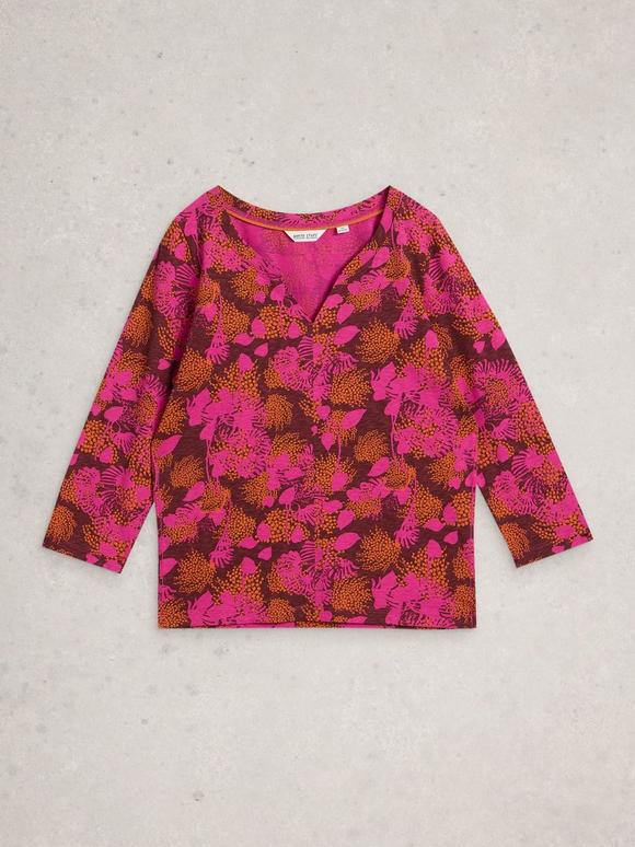 NELLY NOTCH NECK MID SLEEVE TEE