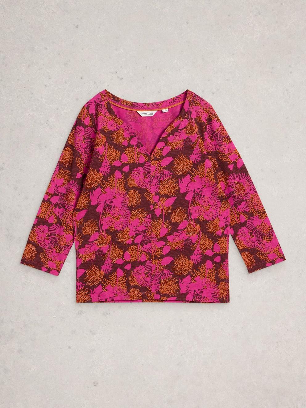 NELLY NOTCH NECK MID SLEEVE TEE