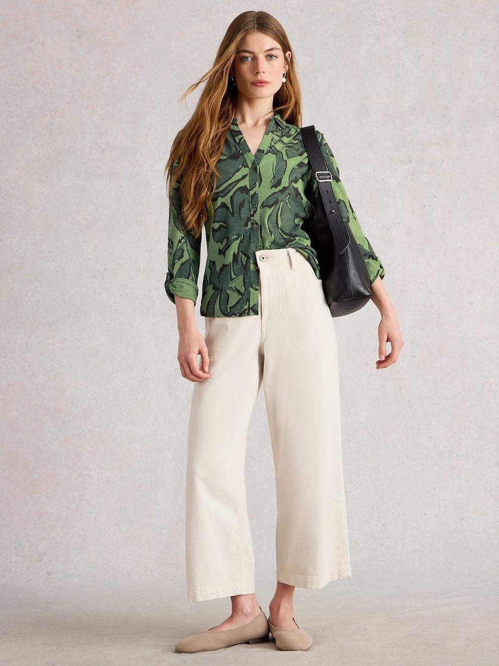 ANNIE JERSEY COLLARED MID LENGTH SHIRT