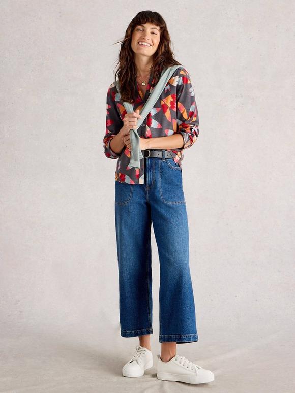 ANNIE JERSEY COLLARED MID LENGH SHIRT