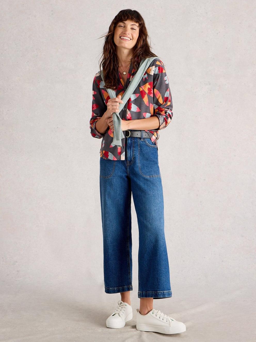 ANNIE JERSEY COLLARED MID LENGH SHIRT