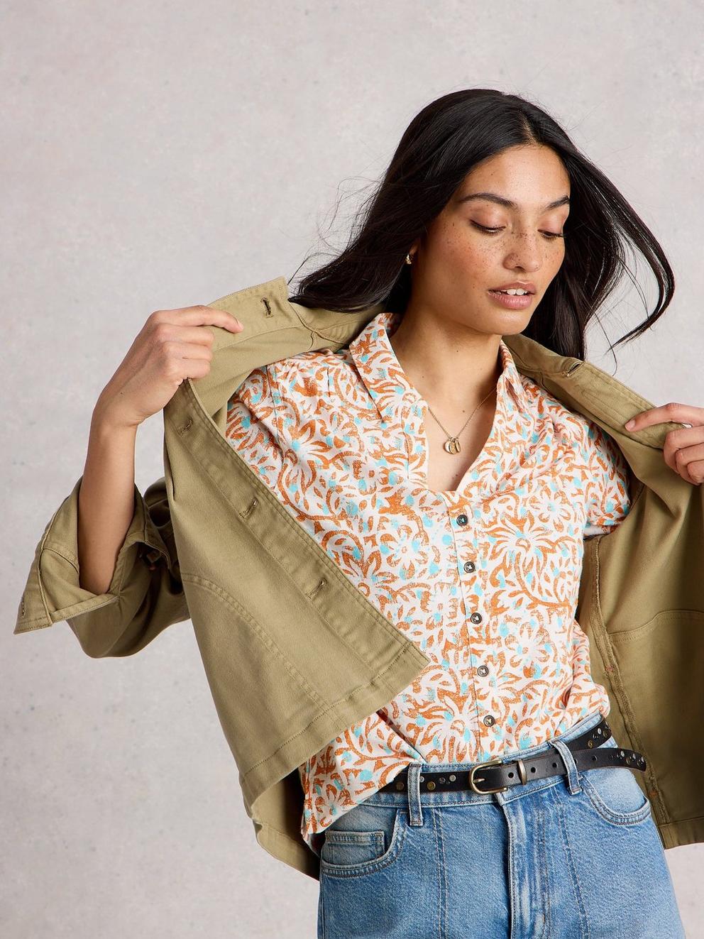 ANNIE JERSEY COLLARED MID LENGH SHIRT
