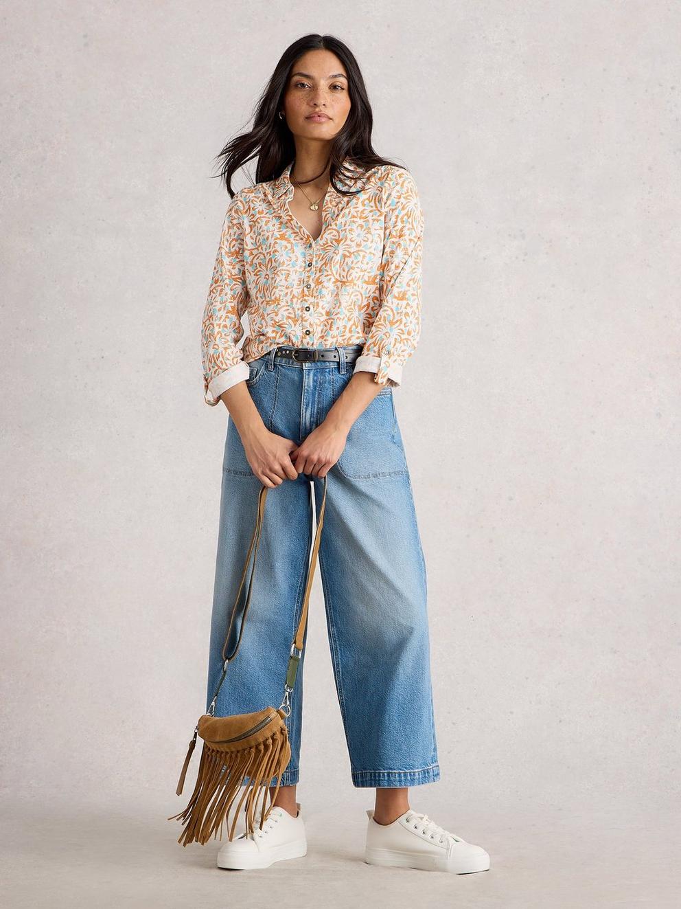 ANNIE JERSEY COLLARED MID LENGH SHIRT