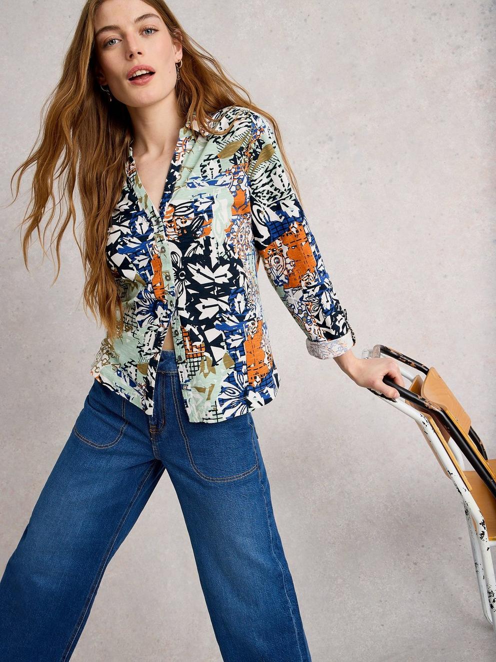 ANNIE JERSEY COLLARED MID LENGH SHIRT
