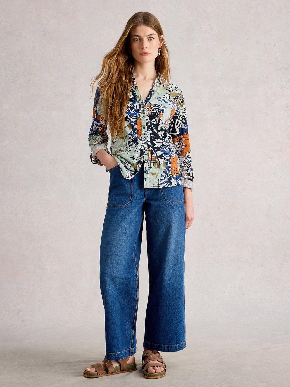 ANNIE JERSEY COLLARED MID LENGH SHIRT