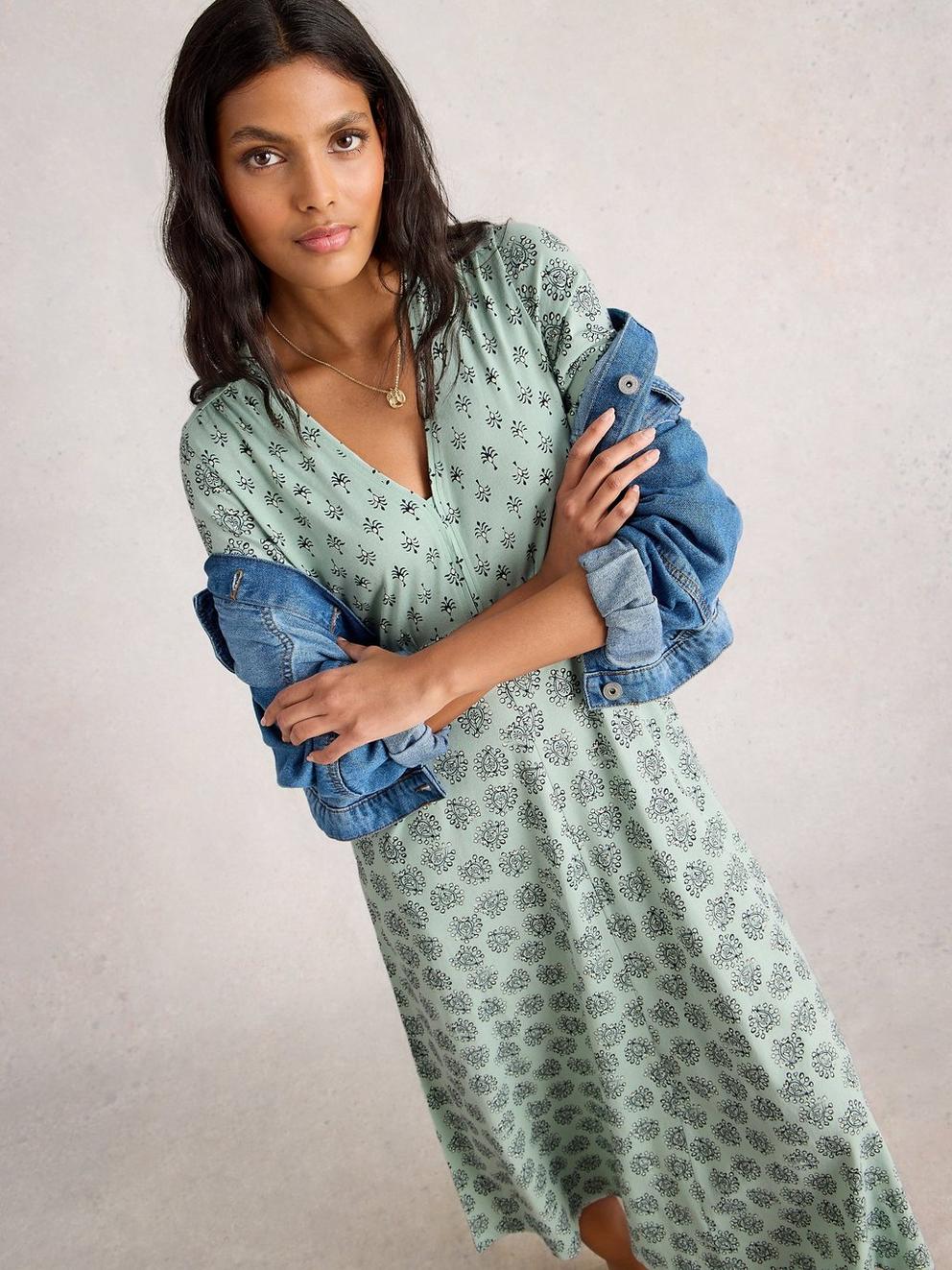 Megan Short Sleeve Jersey Midi Dress