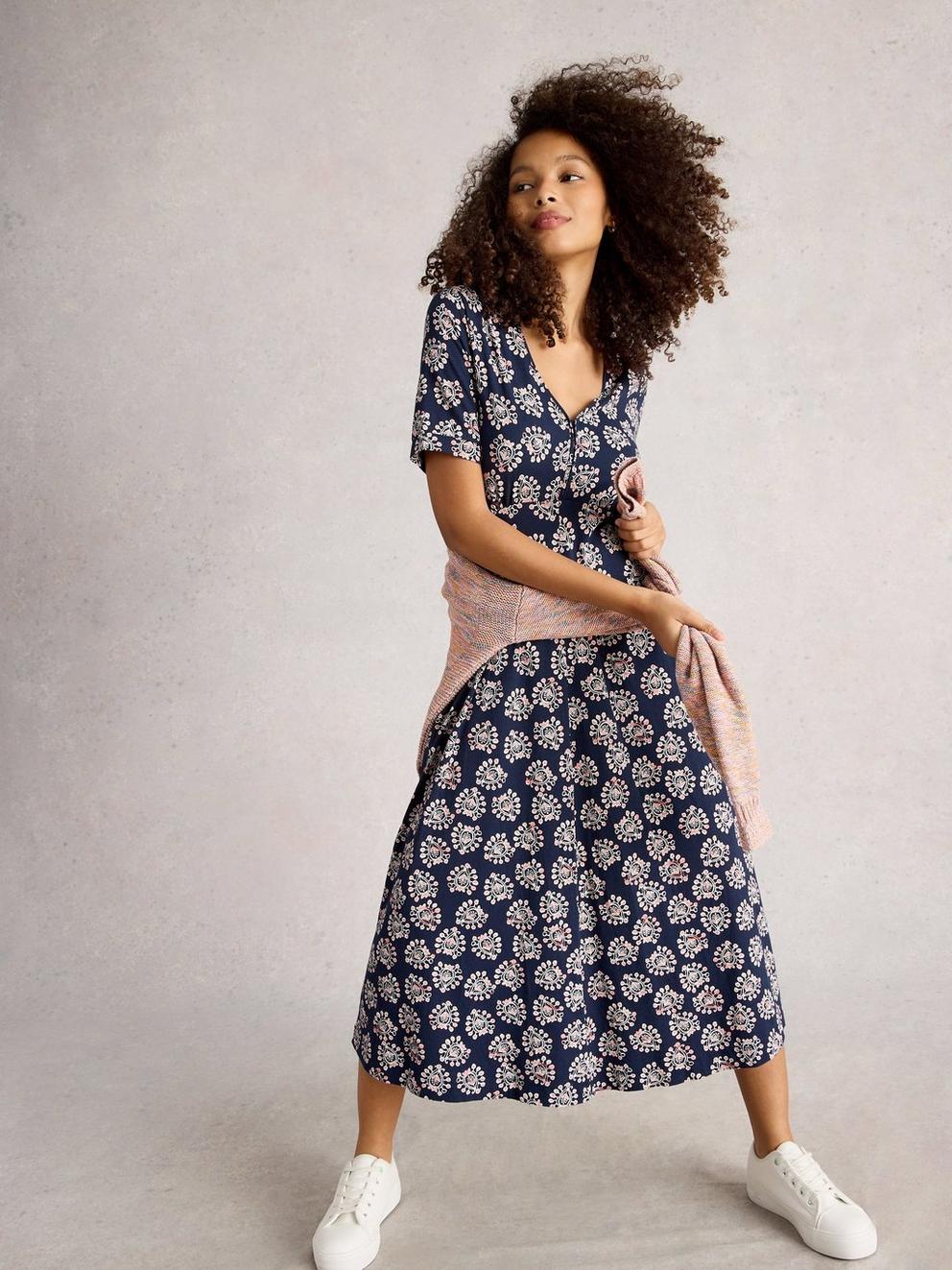 Megan Short Sleeve Jersey Midi Dress