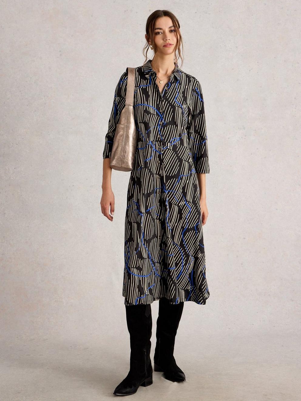 Rua Jersey Collared Shirt Dress
