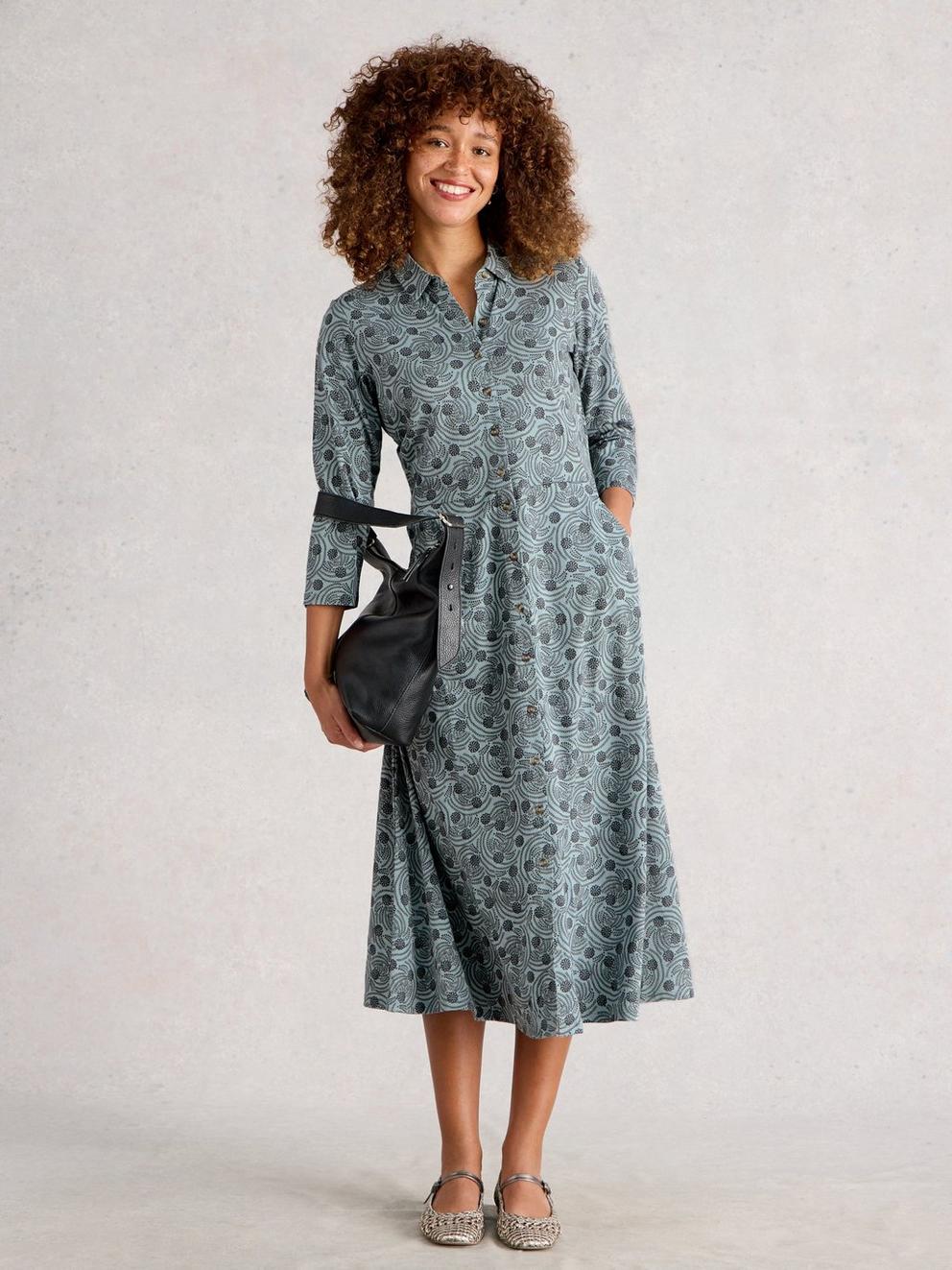 Rua Jersey Collared Shirt Dress